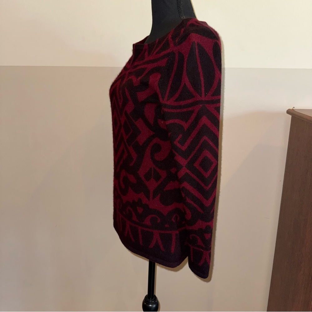 Cashmere Charter Club Luxury Sweater in Black and Burgundy Small - Picture 4 of 8